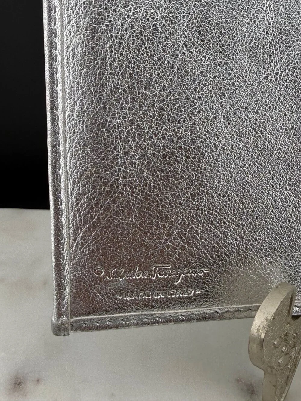 Vintage Salvatore Ferragamo Gancini Silver Wallet